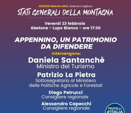 III^ Edizione degli Stati Generali della Montagna di Fratelli d’Italia con Santanchè, La Pietra e Rizzetto Appennino Santanchè La pietra