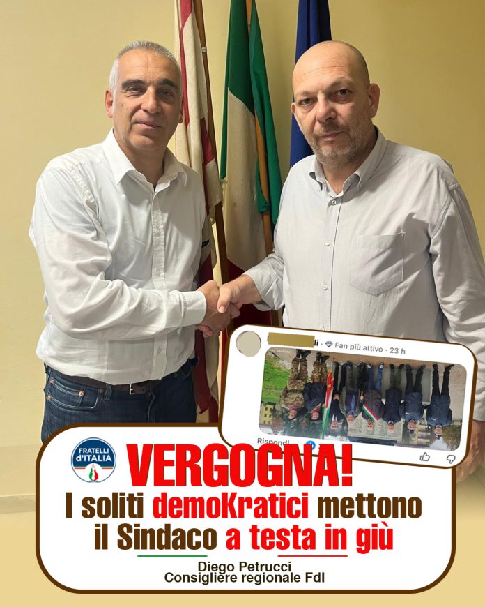 mini testa in giù diego petrucci solidarietà consigliere regionale FdI